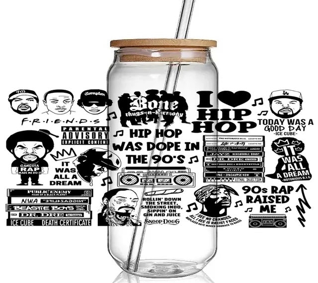 90s Hip Hop Glass Cup