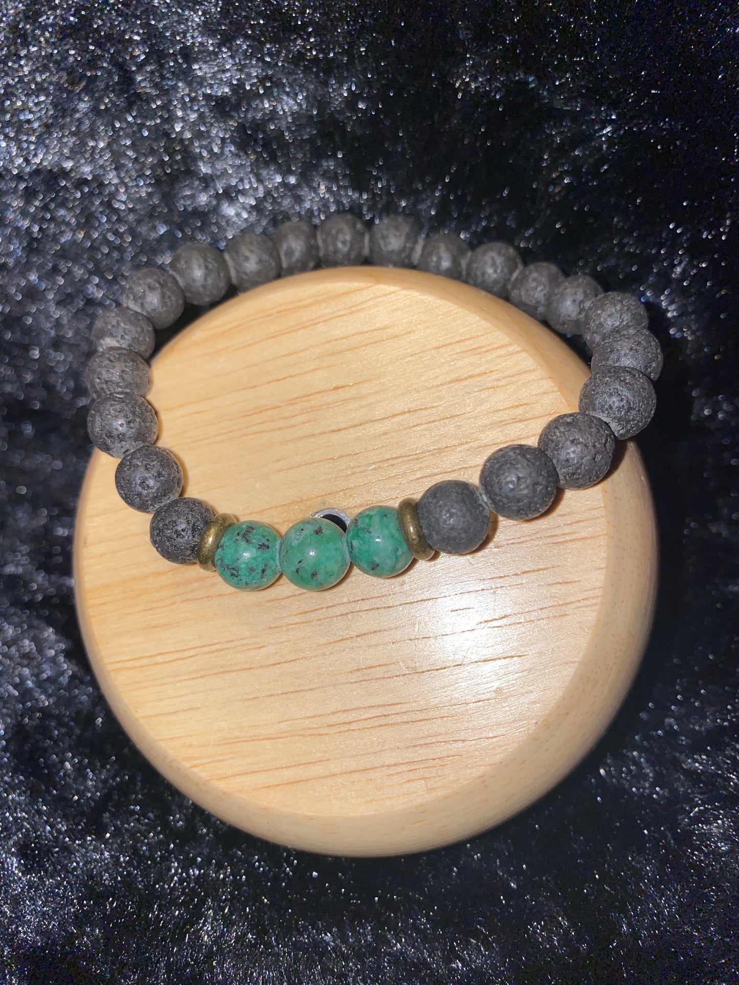 Green & Black Lava Stone Bracelet