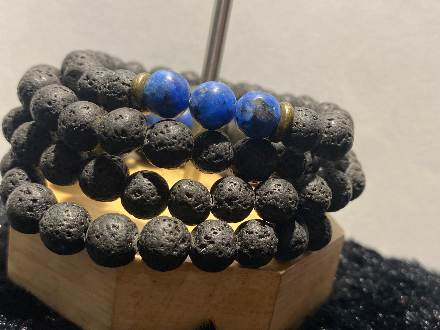 Royal Blue & Black Lava Bracelet
