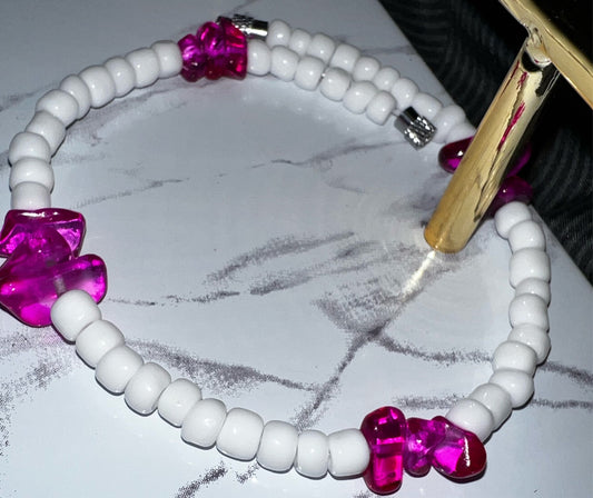 Exotic Pink Chip Stone Anklet