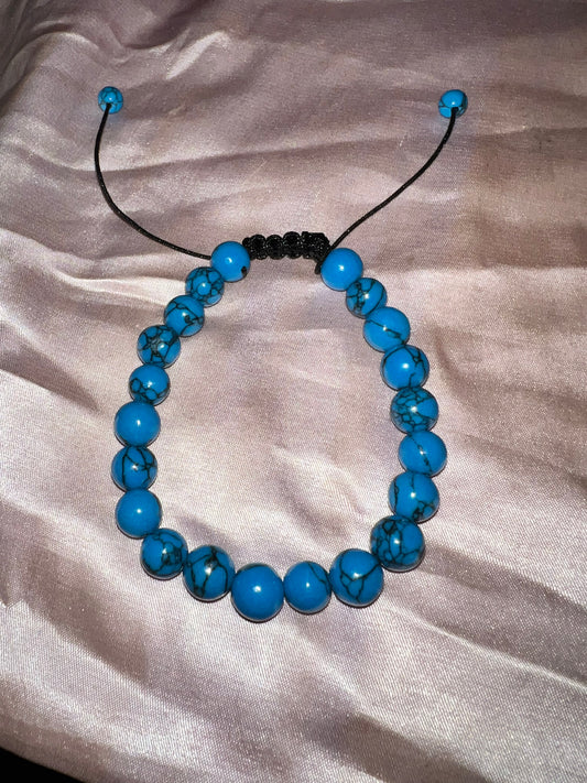 Blue Marble Drawstring Bracelet